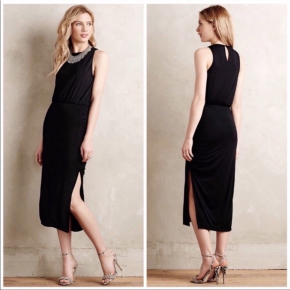 Anthropologie Dresses & Skirts - Anthropologie Maeve Night Tide Black Midi Dress